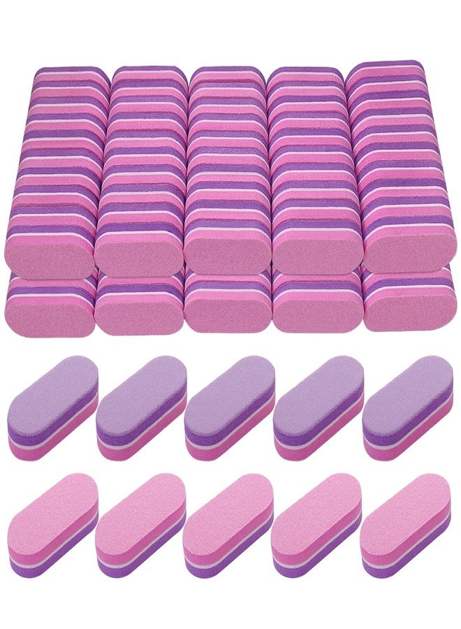 GigaGround Mini Nail Buffer (100 Pack), Buffers for Acrylic Nails and Natural Nails, 100/180 Grit Nail Buffer Block Nail File Bulk Small Buffing Blocks for Nail Buff Professional Manicure Set Purple/Pink - Image 1